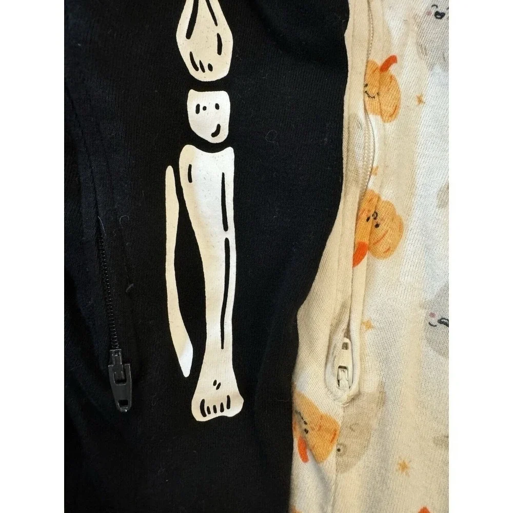 Old Navy Baby Boy Girl Halloween Skeleton Outfit 6/9 Months Sleeper 2 Way Zipper